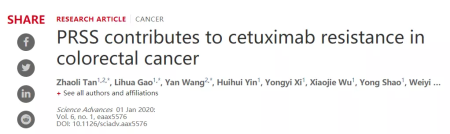 Science子刊：中国科学家发现西妥昔单抗耐药机制，或可作为结直肠癌预后指标