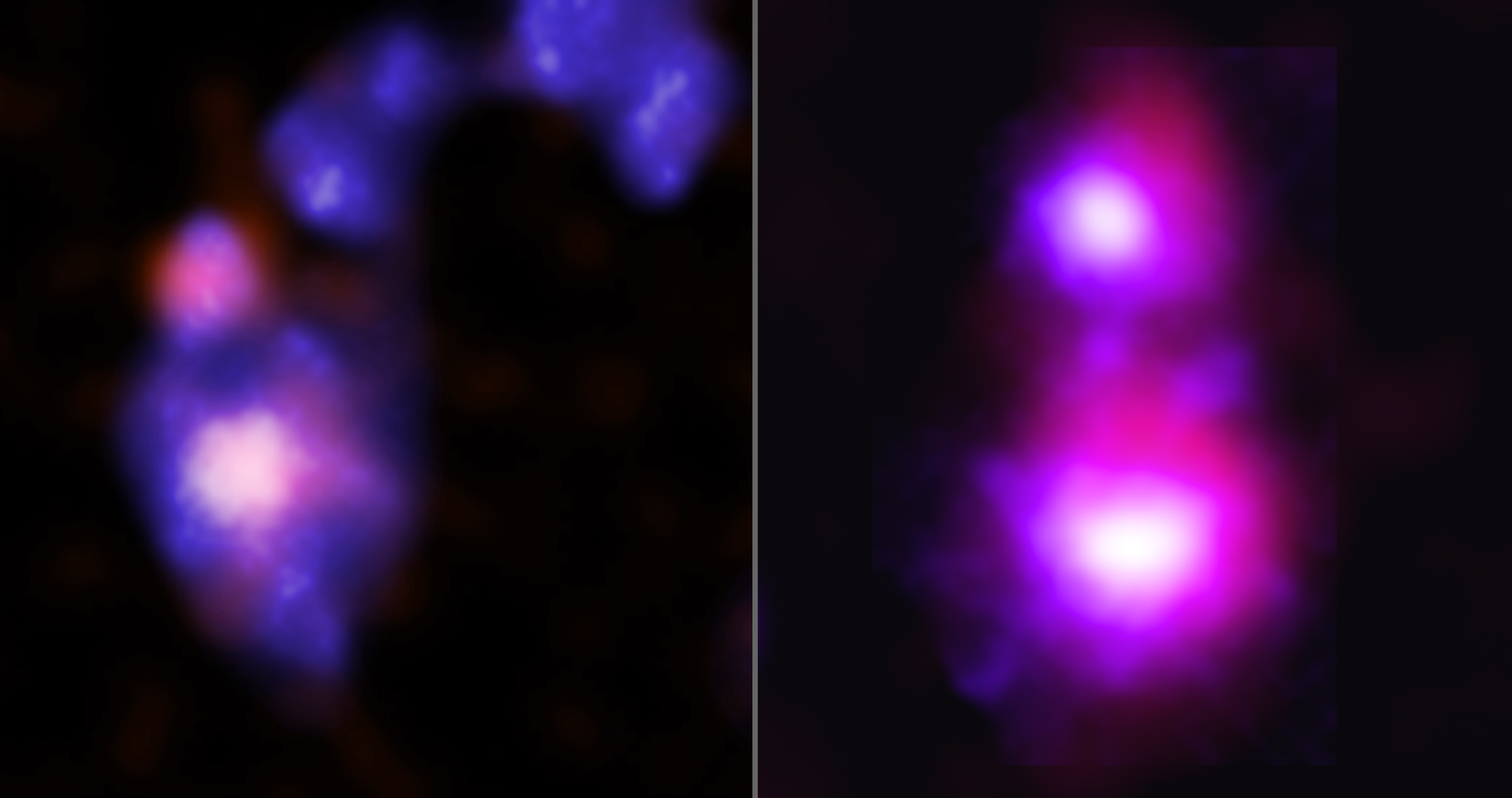 NASA的钱德拉X射线天文台在碰撞过程中发现很大黑洞
