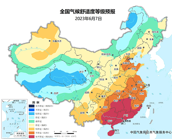 2023高考天气地图：我国大部气温舒适利发挥 江南华南等地需防雨