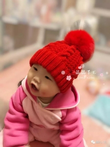 双毛球婴儿毛线帽编织教程（儿童棒针毛球麻花毛线帽）(6)