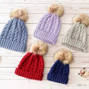 双毛球婴儿毛线帽编织教程（儿童棒针毛球麻花毛线帽）(10)