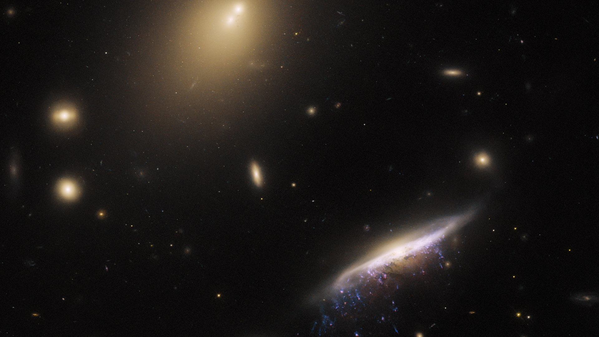 哈勃太空望远镜拍摄位于水瓶座的水母星系JO206