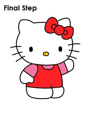 凯蒂猫画法教程（下面来学习用16步绘制凯蒂猫衣服色红）(1)