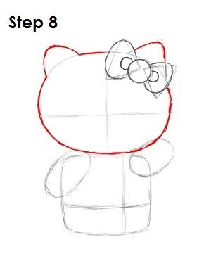 凯蒂猫画法教程（下面来学习用16步绘制凯蒂猫衣服色红）(8)
