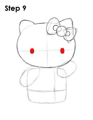 凯蒂猫画法教程（下面来学习用16步绘制凯蒂猫衣服色红）(9)
