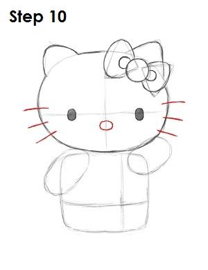 凯蒂猫画法教程（下面来学习用16步绘制凯蒂猫衣服色红）(10)