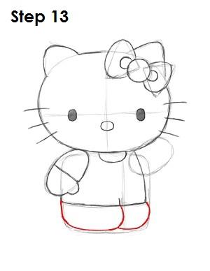 凯蒂猫画法教程（下面来学习用16步绘制凯蒂猫衣服色红）(13)