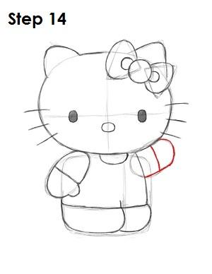 凯蒂猫画法教程（下面来学习用16步绘制凯蒂猫衣服色红）(14)