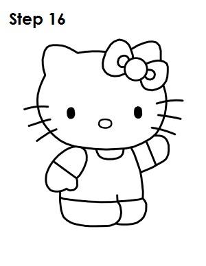 凯蒂猫画法教程（下面来学习用16步绘制凯蒂猫衣服色红）(16)